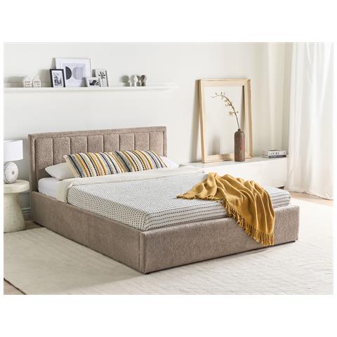 Letto Contenitore Bouclé Montlaur 160 X 200 Cm Tortora - Foto 1