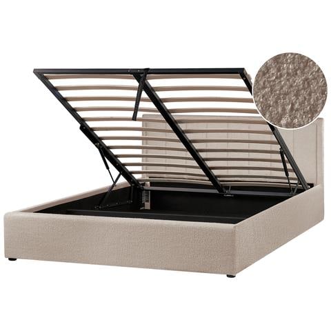 Letto Contenitore Bouclé Montlaur 160 X 200 Cm Tortora - Foto 2