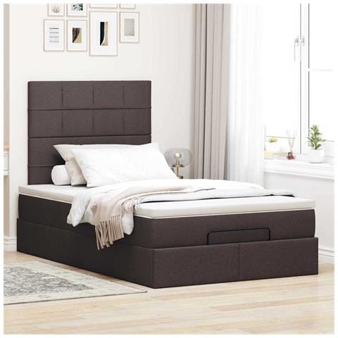 Struttura Letto Pouf Con Materasso 120x200 Cm In Tessuto - Foto 3