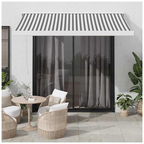 Tenda Da Sole Antracite E Bianca 3x2,5 M Tessuto E Alluminio - Foto 1