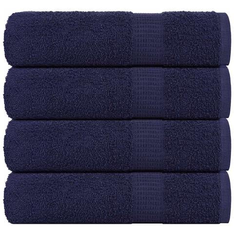 Asciugamani Doccia 4 Pz Blu Marino 70x140cm 360g/m 100% Cotone - Foto 1