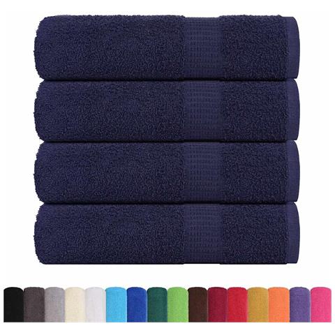 Asciugamani Doccia 4 Pz Blu Marino 70x140cm 360g/m 100% Cotone - Foto 2