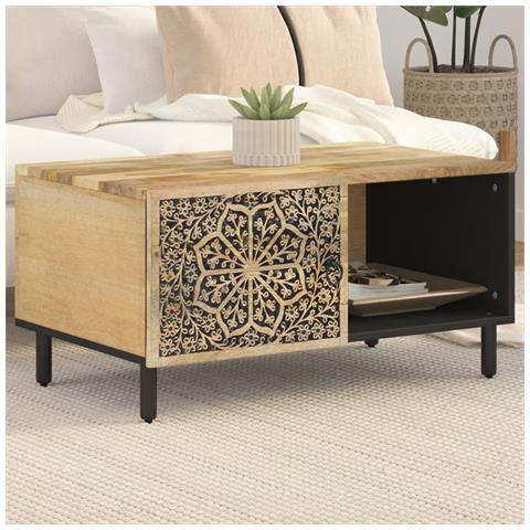 Lusso Casadino - Tavolino Da Salotto 80x50x40 Cm Legno Massello Di Mango - Foto 8