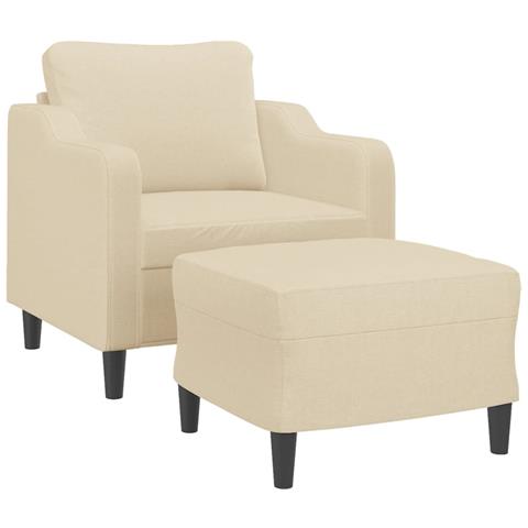 Poltrona Con Poggiapiedi Crema 60 Cm In Tessuto - Foto 2