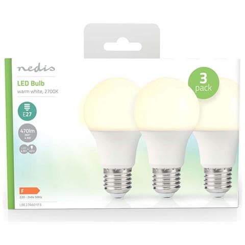 Confezione Da 3 Lampadine Led E27 A60 4,9 W 470 Lm 2700 K Stile Retrò Smerigliato, Bianco - Foto 2