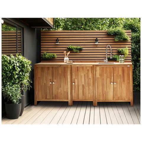Mobile Da Cucina Per Esterni Con Lavello Venosa Legno D'acacia Marrone - Foto 1
