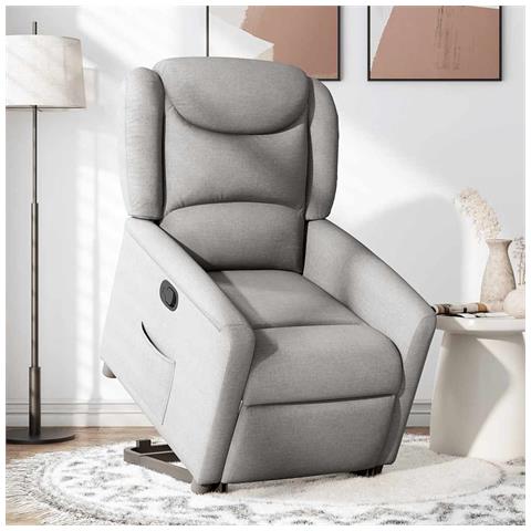 Poltrona Alzapersona Reclinabile Grigio Nuvola in Tessuto - Foto 2