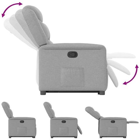 Poltrona Alzapersona Reclinabile Grigio Nuvola in Tessuto - Foto 9