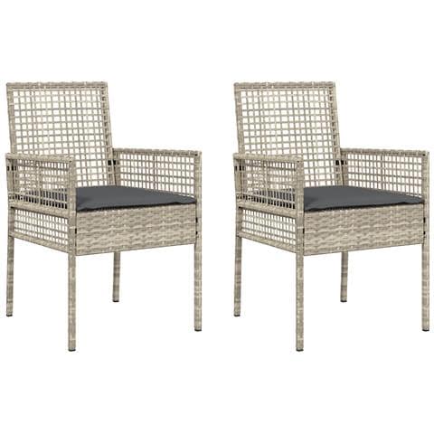 Sdraio da giardino  2 pcs con cuscini Grigio chiaro Polyrattan - Foto 1