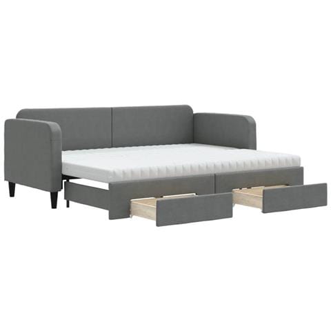 Divano Letto Estraibile Cassetti Grigio Scuro 80x200cm Tessuto - Foto 1