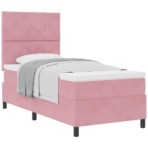 Letto a Rete con Materasso Rosa Singolo in Velluto - Foto 1