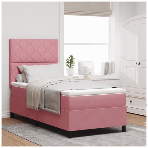 Letto a Rete con Materasso Rosa Singolo in Velluto - Foto 2