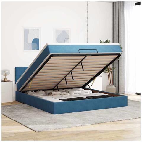 Struttura Letto Pouf con Materasso 160x200 cm in Velluto - Foto 2