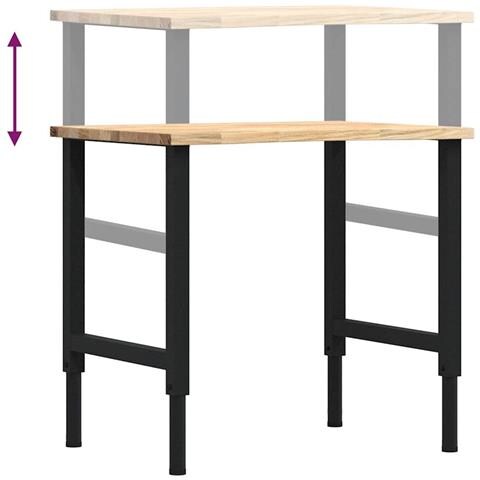Banco da Lavoro 80x60x(71,5-98) cm Legno Massello Rovere - Foto 9