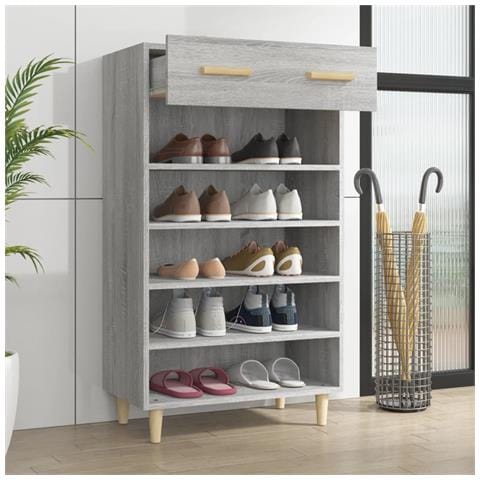 Lusso Casadino -  Scarpiera Grigio Sonoma 60x35x105 Cm In Legno Multistrato - Foto 2