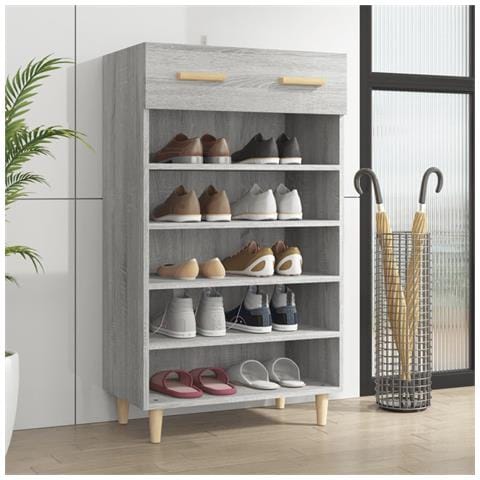 Lusso Casadino -  Scarpiera Grigio Sonoma 60x35x105 Cm In Legno Multistrato - Foto 8