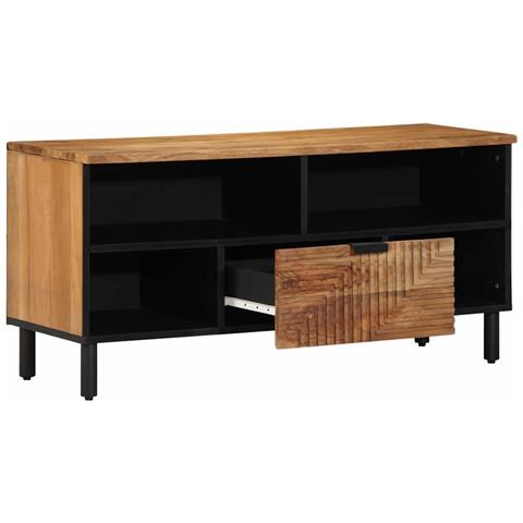 Mobile TV Marrone 100 x 33.5 x 46 cm Legno massello di acacia - Foto 1