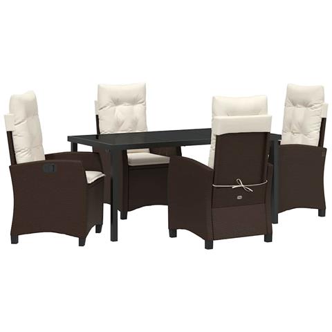 Set da Pranzo per Giardino 5 pcs Marrone polyrattan - Foto 1