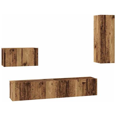 Mobile TV da Parete 4 pcs Legno vecchio 200 x 30 x 30 cm - Foto 1