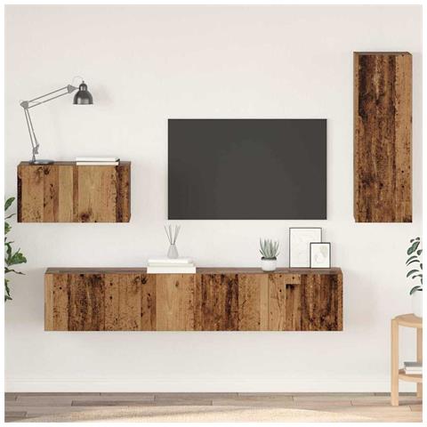 Mobile TV da Parete 4 pcs Legno vecchio 200 x 30 x 30 cm - Foto 2