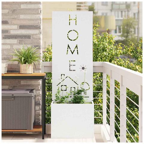 Vaso da Giardino con Pannello Decorativo Bianco 50 x 140 cm - Foto 2