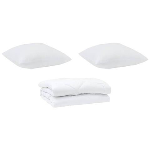 Set di piumini con cuscino 3 pcs Bianco 240 x 200 cm Microfibra - Foto 1