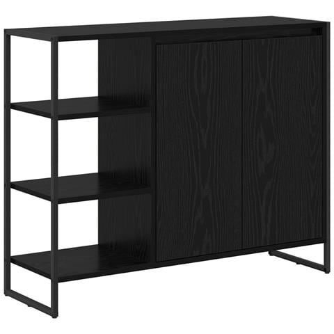 Mobile laterale Rovere Nero 96.5 x 30 x 75 cm Legno multistrato - Foto 1