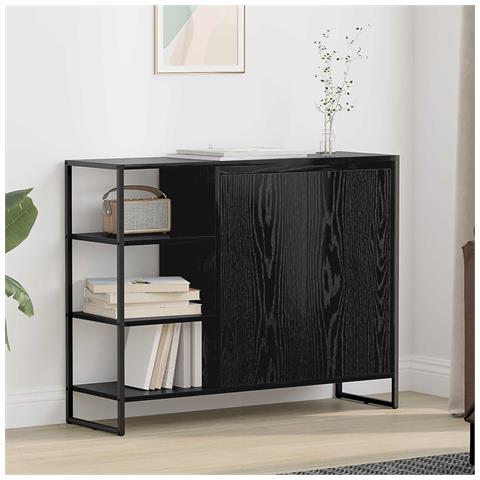 Mobile laterale Rovere Nero 96.5 x 30 x 75 cm Legno multistrato - Foto 2