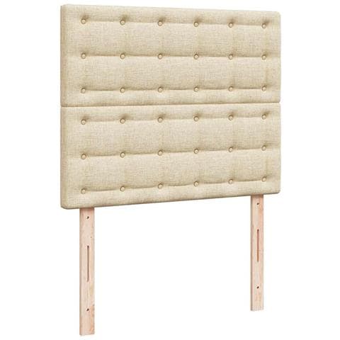Struttura Letto Pouf con Materasso Crema 120x200 cm in Tessuto - Foto 9