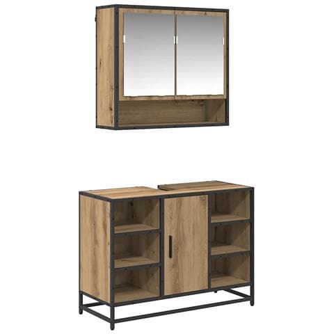 Set di mobili per il bagno con porta 2 pcs Rovere artigianale - Foto 1