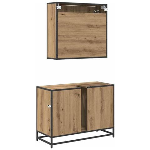 Set di mobili per il bagno con porta 2 pcs Rovere artigianale - Foto 9