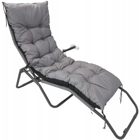 Cuscino da giardino impermeabile grigio 180x50 cm per sedia a sdraio - Foto 1