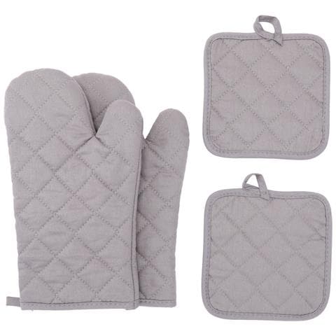 Set Di Guanti Da Forno E Presine In Cotone - Guanti Da Forno Resistenti Al Calore, Set Da 4 Pezzi Grey - Foto 1