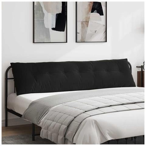 Cuscino per Schiena Nero 200 x 50 cm Tessuto in Cords - Foto 2