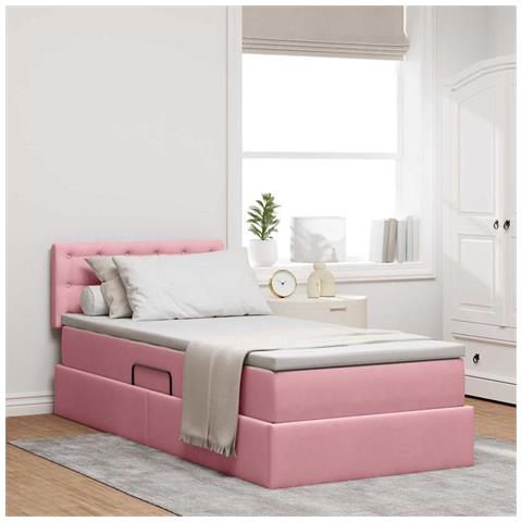 Letto con contenitore e LED con led Rosa 100 x 200 cm Velluto - Foto 2