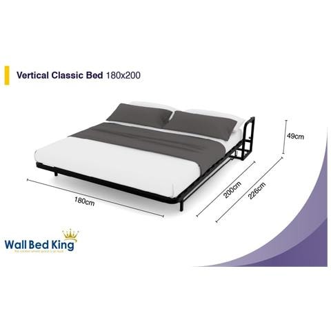 Letto a Scomparsa Verticale Classic 180 x 200 - Meccanismo a Pistone a Gas, Supporta fino a 350kg, Design Salva-spazio, Montaggio Facile, Compatibile con Materassi (Spessore Fino a 30cm) - Foto 2