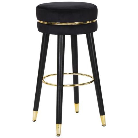 Sgabello Da Bar Paris Nero E Gold In Tessuto Su Gambe Nere - H 74 Cm - Foto 1