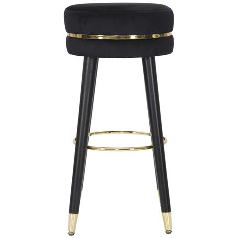 Sgabello Da Bar Paris Nero E Gold In Tessuto Su Gambe Nere - H 74 Cm - Foto 2