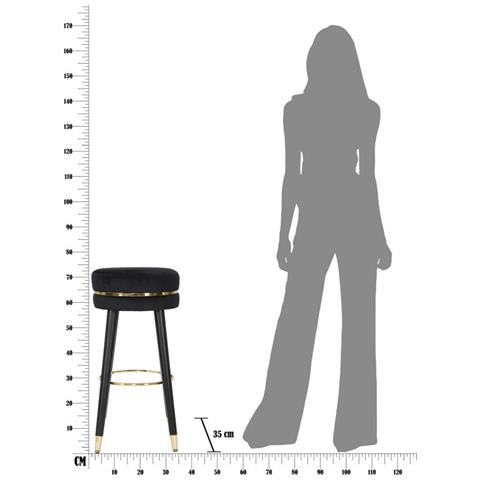 Sgabello Da Bar Paris Nero E Gold In Tessuto Su Gambe Nere - H 74 Cm - Foto 8