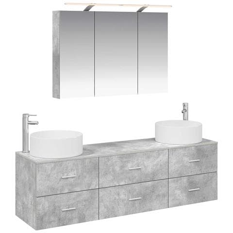 Set di mobili per il bagno 4 pcs Grigio Cemento - Foto 1