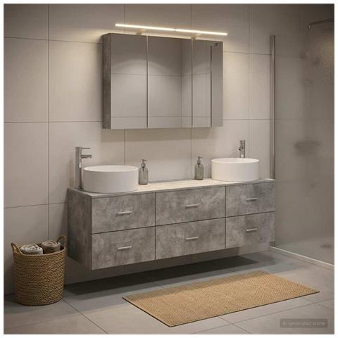 Set di mobili per il bagno 4 pcs Grigio Cemento - Foto 2