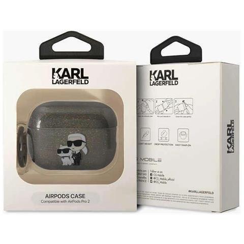 Karl Lagerfeld Klap2hnkctgk Airpods Pro 2 Custodia Nera /nera Glitter Karl&choupette - Foto 1