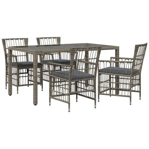 Set da pranzo per esterni 5 pz Grigio polyrattan - Foto 1
