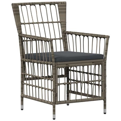 Set da pranzo per esterni 5 pz Grigio polyrattan - Foto 2