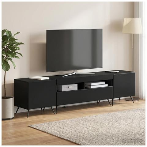 Mobile TV LED a 5 pezzi Nero Legno ingegnerizzato - Foto 9