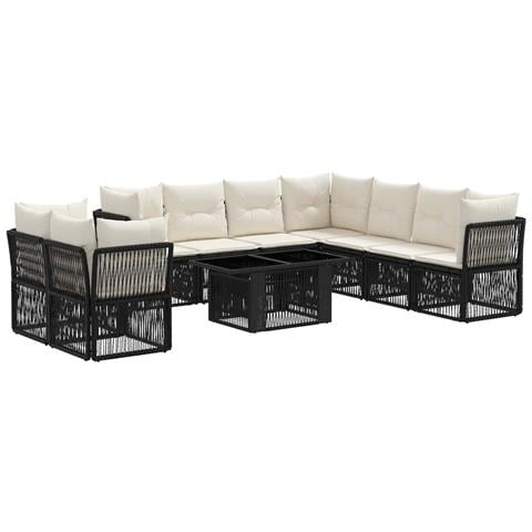 Set Divano da Giardino 10 pz Nero polyrattan - Foto 1
