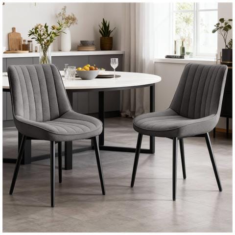 Set Di 2 Sedie Da Pranzo Seduta Imbottita 50x56x83cm - Grigio - Foto 2