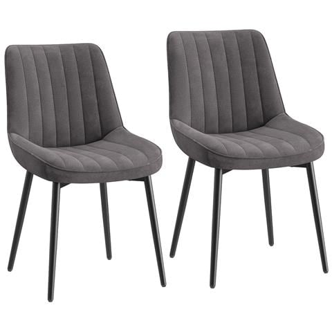 Set Di 2 Sedie Da Pranzo Seduta Imbottita 50x56x83cm - Grigio - Foto 1