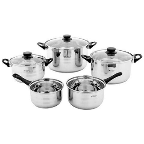 Batteria Cucina 5 Pentole Acciaio Inox 3 Coperchi Vetro Temperato Manici Antiscottatura - Foto 2