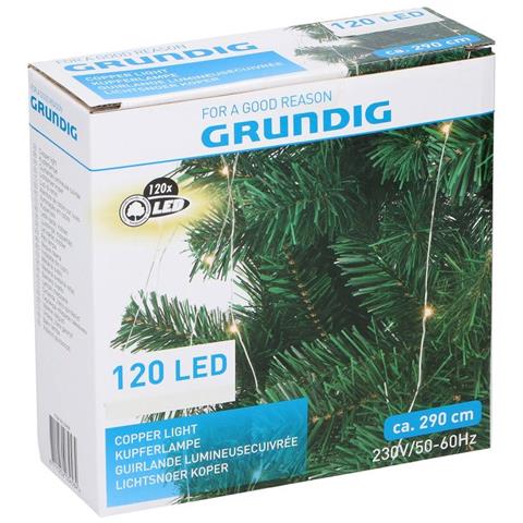 Luci Natalizie 120 Led 290cm 230v Bianco Caldo Ip20 - Foto 1